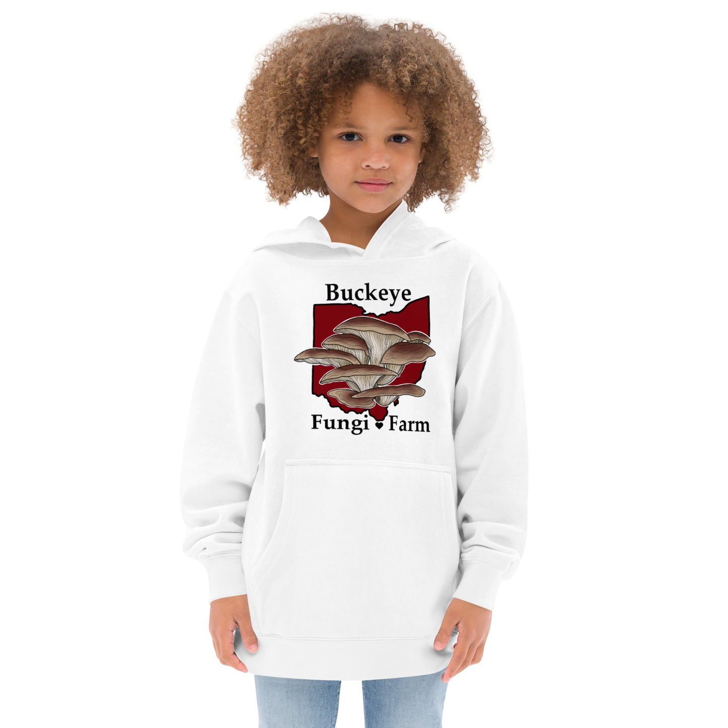 Buckeye Fungi Farm Logo- Kids fleece hoodie